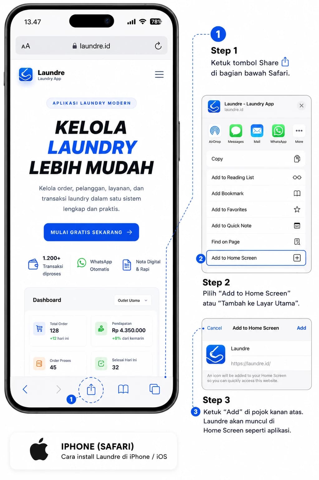 Install Laundre di iPhone